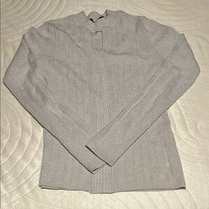 White House Black Market Gray Ribbed Turtleneck Sweater